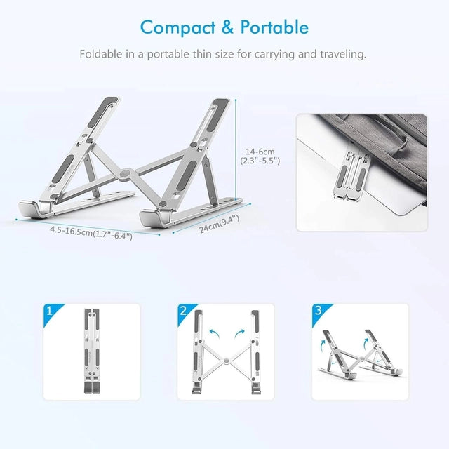Foldable Aluminum Laptop Stand | Adjustable Portable Laptop Holder