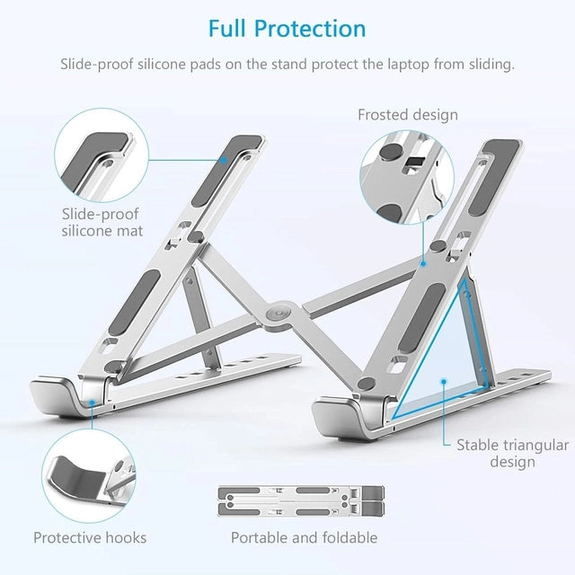Foldable Aluminum Laptop Stand | Adjustable Portable Laptop Holder